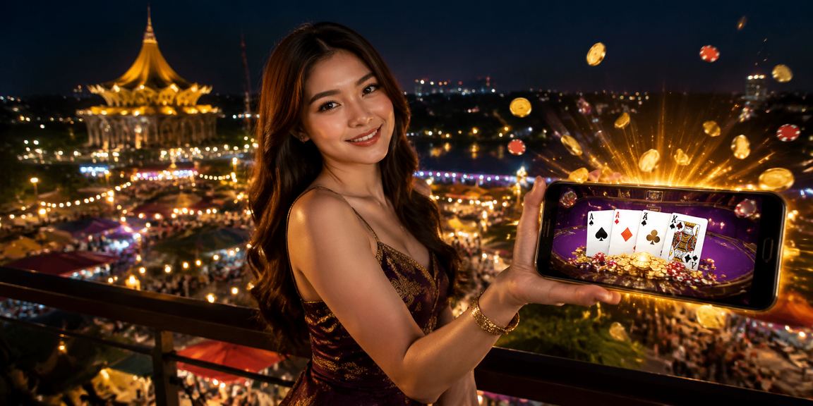 Pemain Teen Patti gaya Melayu di Sarawak menggunakan telefon pintar